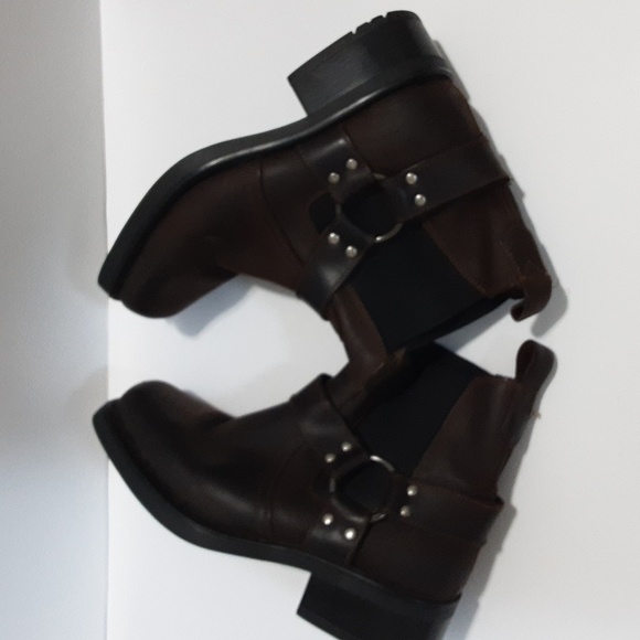 Rockwood Harness Boots Mens Brown Leather Slip On Ankle  EU 41 Biker retro Y2K - Picture 6 of 10